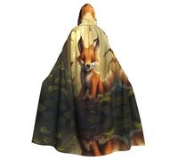 WZYWHJ Clever Little Fox Printing Aldult Poncho à capuche pour homme et femme Fête d'Halloween