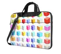 WZYWHJ Colorful Cubes Prints Sac pour ordinateur portable 13" avec intérieur doux, plusieurs poches, idéal pour les hommes, les voyages et les affaires, noir,