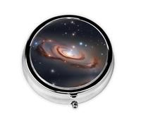 WZYWHJ Constellation Star Clusters Galaxies Prints Boîte à médicaments circulaire de voyage portable avec compartiments Mini distributeur de pilules