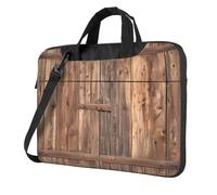 WZYWHJ Country Barn Wood Door Sac pour ordinateur portable avec intérieur doux, plusieurs poches, idéal pour les hommes, les voyages et les affaires, Noir/blanc, 14 inch