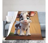 WZYWHJ Couvertures 127 x 101,6 cm - Couverture légère, durable et compacte, anti-plis, pour lit, canapé, camping, cinéma et voyage, motif vache mignonne dessin animé, 127 x 101,6 cm