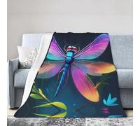 WZYWHJ Couvertures 203,2 x 152,4 cm - Couverture légère, durable et compacte, anti-plis pour lit, canapé, camping, cinéma et voyage, imprimés libellules luminescentes