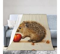 WZYWHJ Couvertures 203,2 x 152,4 cm - Couverture légère, durable et compacte, anti-plis, pour lit, canapé, camping, cinéma et voyage, motif petit hérisson portant une impression de fruits, 203 x 152