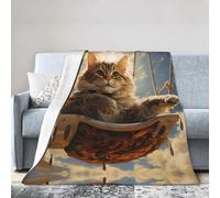 WZYWHJ Couvertures anti-plis légère, durable et compacte pour lit, canapé, camping, cinéma et voyage, motif chaton sur la balançoire, 203 x 152 cm