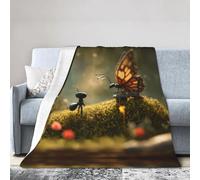 WZYWHJ Couvertures anti-plis pour lit, canapé, camping, cinéma et voyage, légère, durable et compacte, anti-plis, pour lit, canapé, camping, cinéma et voyage, imprimé petites fourmis et papillons (203