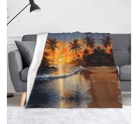 WZYWHJ Couvertures imprimées Coconut Trees by The Lake - Légères, chaudes, confortables, douces, durables, pratiques pour la maison, le repos en plein air