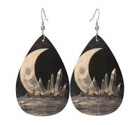 WZYWHJ Crystal on the Moon Picture Boucles d'oreilles en cuir pour femme Pendentif goutte d'eau simple Cadeau de vacances tendance