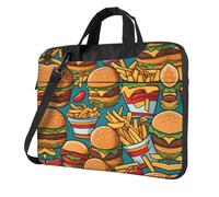 WZYWHJ Cute burger fries Prints Sac pour ordinateur portable avec intérieur doux, plusieurs poches, idéal pour homme, voyage et affaires, noir, 13"