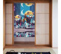 WZYWHJ Cyber Wolf Lot de rideaux de qualité - Séparateurs de pièce polyvalents pour la maison, le bureau, la cuisine - Rideau élégant et fonctionnel 86,4 x 142,2 cm