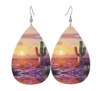 WZYWHJ Desert Day Prints Boucles d'oreilles en cuir pour femme, pendentif goutte d'eau simple, cadeau de vacances tendance