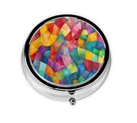 WZYWHJ Diagramme de couleurs en mosaïque - Boîte de rangement circulaire - Portable - Avec compartiments - Mini pilulier