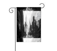 Wzywhj Drapeau de jardin abstrait urbain imprimé coups de pinceau d'été double face décoration cour 30,5 x 45,7 cm