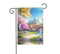 WZYWHJ Drapeau de jardin avec impression de conte de fées licorne 30,5 x 45,7 cm pour un environnement extérieur tendance