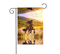 WZYWHJ Drapeau de jardin avec imprimé cheval marron 30,5 x 45,7 cm pour un environnement extérieur tendance