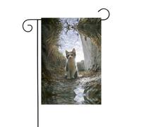 WZYWHJ Drapeau de jardin avec motif chaton tiré d'en haut 30,5 x 45,7 cm pour un environnement extérieur tendance