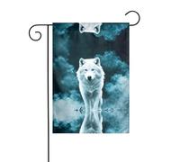 Wzywhj Drapeau de jardin avec motif loup avec impression fumée, double face, décoration de cour 30,5 x 45,7 cm