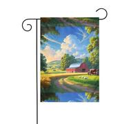 WZYWHJ Drapeau de jardin avec motif paysage rural de ferme 30,5 x 45,7 cm pour un environnement extérieur tendance