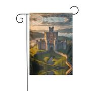 WZYWHJ Drapeau de jardin château médiéval 30,5 x 45,7 cm - Drapeau décoratif épais et robuste pour extérieur, jardin, pelouse, balcon
