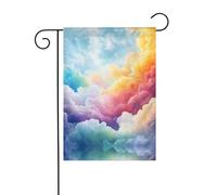 WZYWHJ Drapeau de jardin coloré avec impression de chemin de nuages 30,5 x 45,7 cm pour un environnement extérieur tendance
