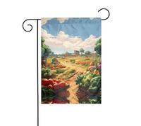 WZYWHJ Drapeau de jardin coloré avec impression de ferme végétale 30,5 x 45,7 cm pour un environnement extérieur tendance