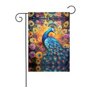 WZYWHJ Drapeau de jardin coloré imprimé paon 30,5 x 45,7 cm pour un environnement extérieur tendance