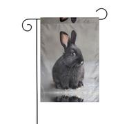 WZYWHJ Drapeau de jardin décoratif Agile Petit lapin noir 30,5 x 45,7 cm pour un environnement extérieur tendance