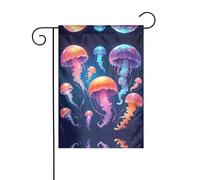 WZYWHJ Drapeau de jardin décoratif avec méduses galaxie 30,5 x 45,7 cm pour un environnement extérieur tendance
