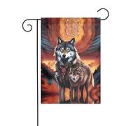 WZYWHJ Drapeau de jardin décoratif avec motif de loup Totem de feu 30,5 x 45,7 cm pour un environnement extérieur tendance