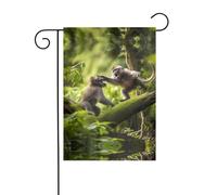 WZYWHJ Drapeau de jardin décoratif imprimé Monkey fight 30,5 x 45,7 cm pour un environnement extérieur tendance
