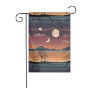 WZYWHJ Drapeau de jardin décoratif Motif lune du soir 30,5 x 45,7 cm pour un environnement extérieur tendance