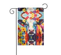 WZYWHJ Drapeau de jardin décoratif motif vaches avec guirlandes, 30,5 x 45,7 cm pour un environnement extérieur tendance