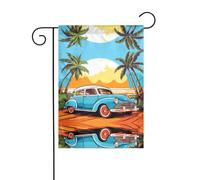 WZYWHJ Drapeau de jardin décoratif pour voiture sous cocotiers 30,5 x 45,7 cm pour un environnement extérieur tendance