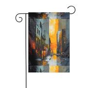 Wzywhj Drapeau de jardin d'été abstrait urbain double face décoration cour 30,5 x 45,7 cm