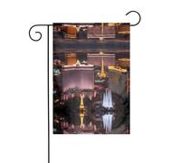 Wzywhj Drapeau de jardin d'été double face imprimé ville nocturne de Las Vegas Décoration cour 30,5 x 45,7 cm