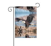 Wzywhj Drapeau de jardin d'été imprimé aigle à tête blanche 3D double face décoration cour 30,5 x 45,7 cm