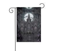Wzywhj Drapeau de jardin d'été imprimé château chauve-souris double face décoration cour 30,5 x 45,7 cm