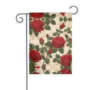 Wzywhj Drapeau de jardin d'été imprimé de nombreuses roses rouges double face pour décoration de cour 30,5 x 45,7 cm