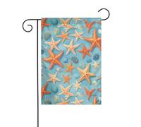 Wzywhj Drapeau de jardin d'été imprimé étoiles de mer double face pour décoration de cour 30,5 x 45,7 cm
