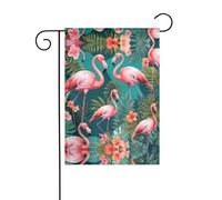 Wzywhj Drapeau de jardin d'été imprimé flamant rose double face décoration cour 30,5 x 45,7 cm