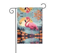 Wzywhj Drapeau de jardin d'été imprimé flamant rose pour Halloween, décoration double face, 30,5 x 45,7 cm