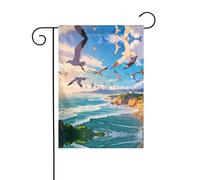 Wzywhj Drapeau de jardin d'été imprimé mouette volante double face Décoration cour 30,5 x 45,7 cm