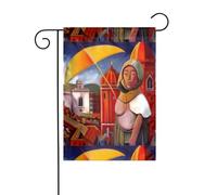 Wzywhj Drapeau de jardin d'été imprimé paysage urbain double face décoration cour 30,5 x 45,7 cm