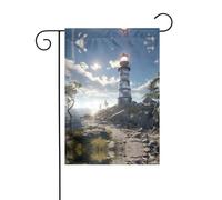 Wzywhj Drapeau de jardin d'été imprimé phare beauté double face décoration cour 30,5 x 45,7 cm