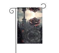 Wzywhj Drapeau de jardin d'été imprimé rose gothique double face pour décoration de cour 30,5 x 45,7 cm