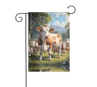 Wzywhj Drapeau de jardin d'été imprimé vaches pâturage double face décoration cour 30,5 x 45,7 cm