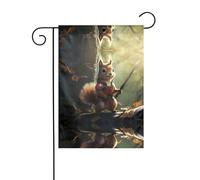 Wzywhj Drapeau de jardin d'été motif écureuil courageux double face décoration cour 30,5 x 45,7 cm
