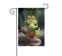 Wzywhj Drapeau de jardin d'été motif petit dinosaure double face décoration cour 30,5 x 45,7 cm