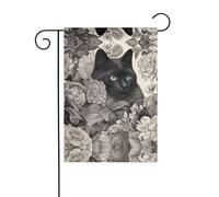 Wzywhj Drapeau de jardin double face imprimé silhouette de chat noir 30,5 x 45,7 cm