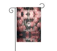 Wzywhj Drapeau de jardin en cristal et tulipes roses - Décoration double face - 30,5 x 45,7 cm