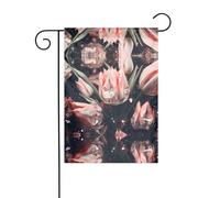 Wzywhj Drapeau de jardin en cristal imprimé tulipes roses double face décoration cour 30,5 x 45,7 cm